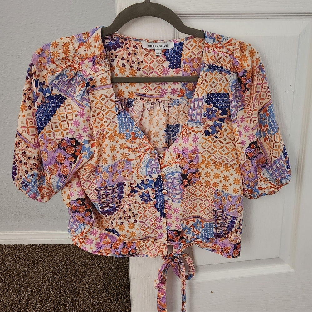 Rose & Olive Women's Floral Patchwork Blouse